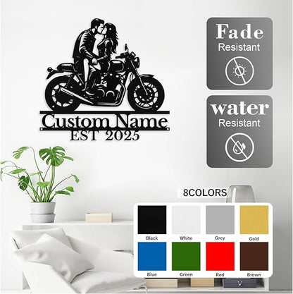 Custom Motorcycle Couple Metal Signs Personalized Biker Couple Name Sign Custom - Image 4