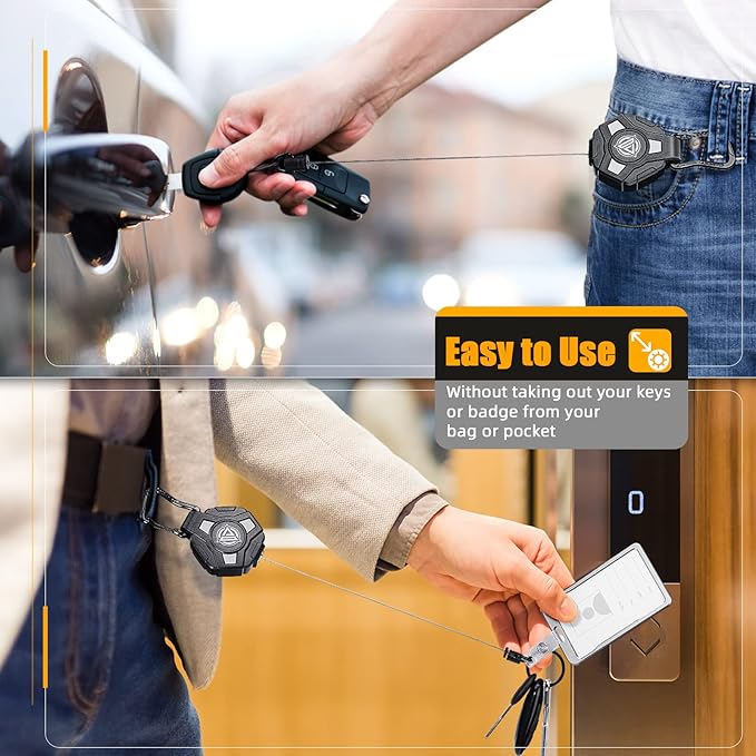 2 Pack Badge Reels Retractable, Heavy Duty Retractable Keychain, Tactical ID - Image 4