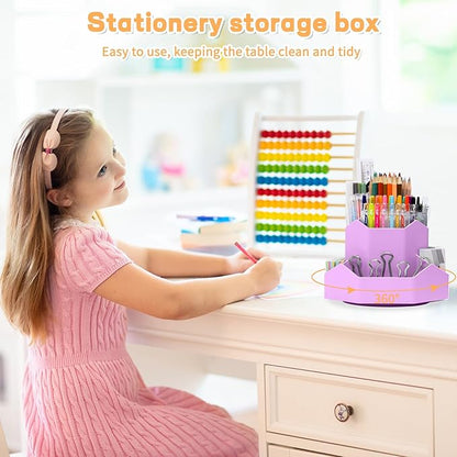 Pencil Pen Holder for Desk, 9 Slots 360 Degree Rotating Desk Organizers - Image 7
