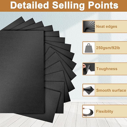 Silunkia 28 Sheets Shimmer Black Cardstock 8.5 x 11 Heavyweight Paper, - Image 3