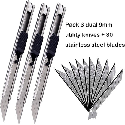 WEKOIL 9mm Snap Off Utility Knife 3 Pack High Hardness Retractable Box Cutters - Image 7