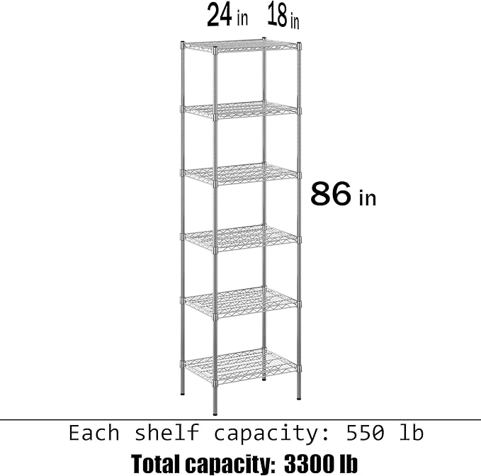 Regal Altair 18" Deep x 24" Wide x 86" Height Wire Shelving Kit | 6-Tier | NSF - Image 3