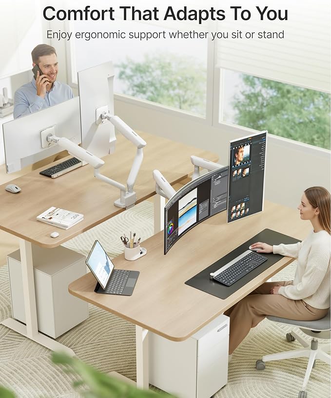 monTEK Dual Monitor Arm, Mechanical Spring Monitor Arm - Image 7