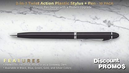DISCOUNT PROMOS Twist Action Plastic Stylus Pens, Bulk Pack - Image 2