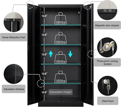TaskStorz Storage Cabinet, 72 Inch Tall Metal Storage Cabinet - Image 5