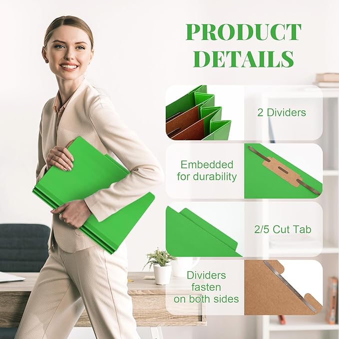 Skyygemm 36 Pcs Classification Folders Letter Size, 2 Divider Pressboard File - Image 3