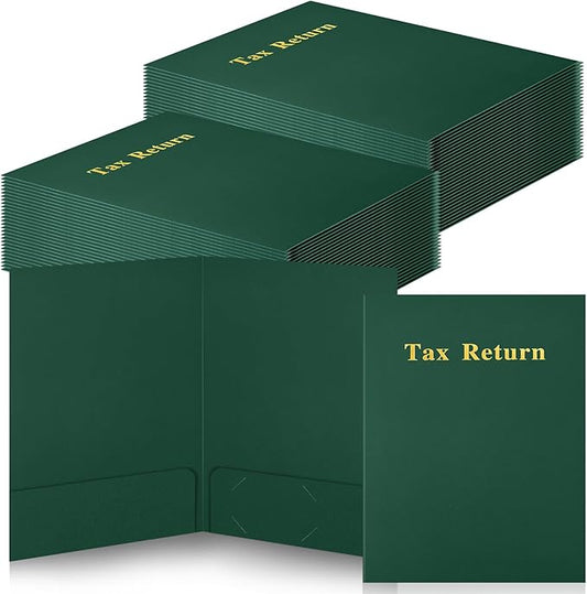Harloon 40 Pcs Tax Return Folders 12 x 9 Inches 2 Pocket Folders Bulk Gold Foil by Muasung