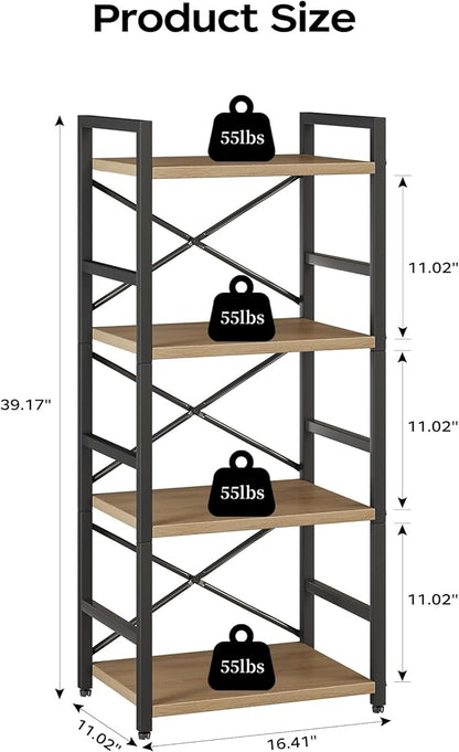 Bookshelf, Kid's Bookshelf, 4 Tier Small Bookcase, Metal Small Bookcase - Image 3