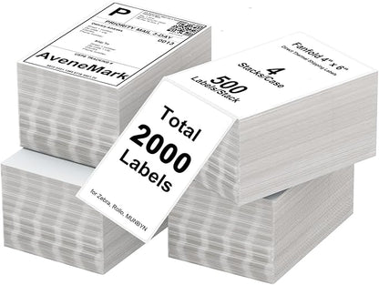 AveneMark 4 Stacks 2000 Labels 4" x 6" Fanfold Direct Thermal Labels, Postage by AveneMark