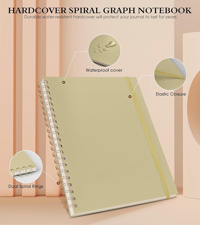 Graph Paper Notebook, Spiral Notebook Journal 8.5” x 11”, A4 Large Grid - Image 3