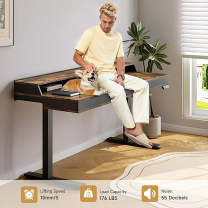 ONBRILL Standing Desk with Drawers, 63x23.6 Electric Stand Up Desk with Storage - Image 8