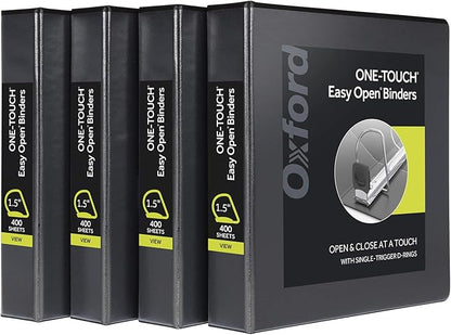 Oxford 3 Ring Binders, Binders for School and Office, Durable 1.5 Inch by Oxford