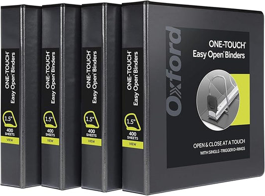 Oxford 3 Ring Binders, Binders for School and Office, Durable 1.5 Inch by Oxford