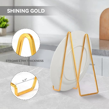 Decolore 4 Pack 8.5 Inch Gold Plate Stands Square Tabletop Easel Display Stand - Image 3