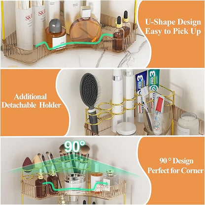SUNZOS Corner Bathroom Counter Organizer, 2-Tier Countertop Makeup Organizer - Image 3
