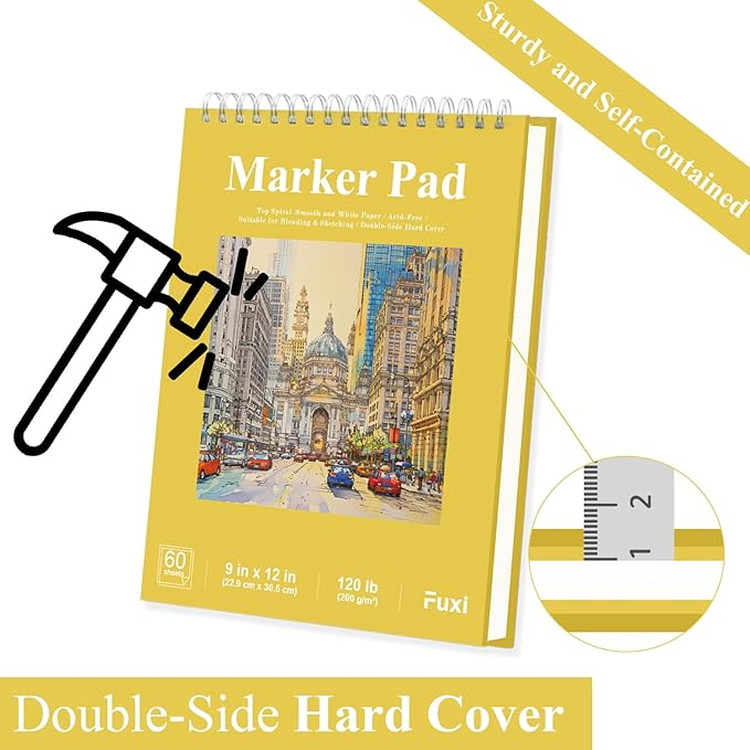 Fuxi Marker Pad Sketchbook 8.5 x 11, 60 Sheets Marker Paper Pad, 120lb/200gsm - Image 5