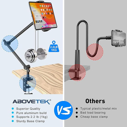 AboveTEK Tablet Stand Holder for Desk & Bed, Aluminum iPad Holder Arm - Image 7