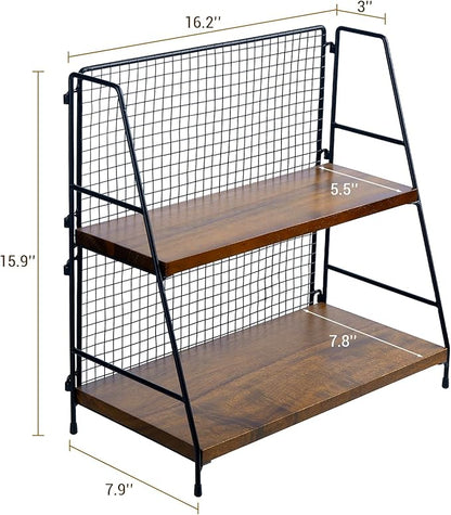 MyGift 2 Tier Premium Acacia Solid Wood Desk Shelf - Image 3