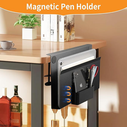 Henitol Desk Side Storage with Pen Holder, No Drill Hanging Desk Organizer - Image 6