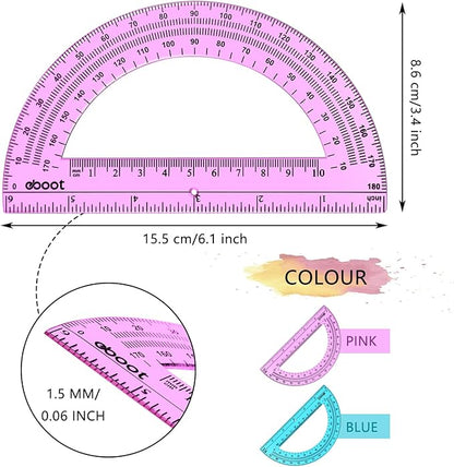 EBOOT 24 Pack Plastic Protractors Math Protractor 180 Degrees 6 Inch - Image 3