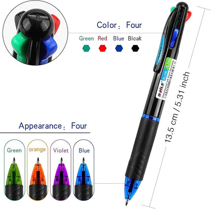 Bribobo 4 Pack Multicolor Ballpoint Pens 4-in-1 0.7mm Colored Retractable - Image 2