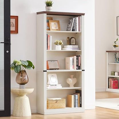 RWYHG 70" White Tall Bookshelf Set of 3, 5-Tier Thick Wooden Book Shelf - Image 9
