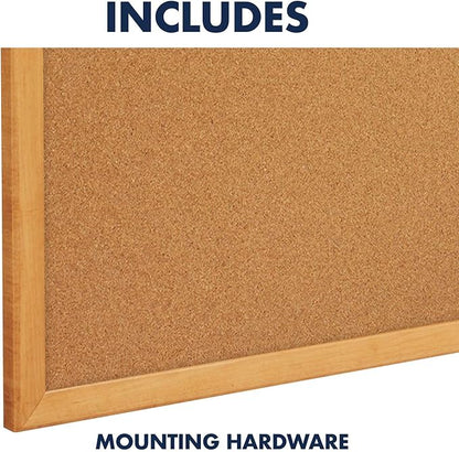 Quartet Cork Board, Bulletin Board, Oak Finish Frame - Image 6