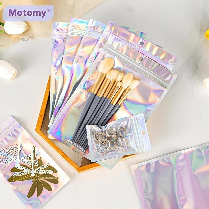 100Pcs Holographic Packaging Bags, 4.7x7 inch Resealable Foil Pouch Mylar - Image 3