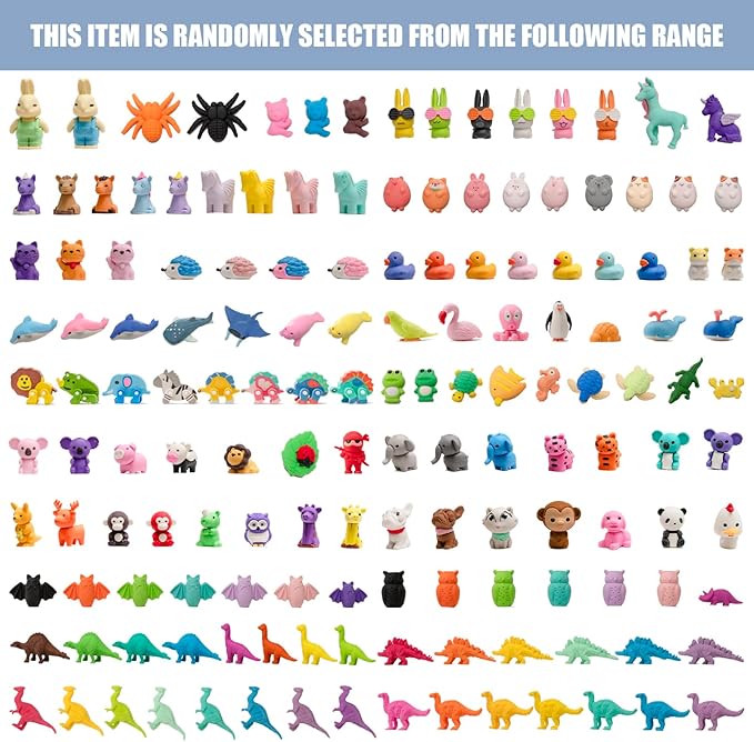 CLOCK KING 90pcs 3D Cute Kids Erasers, Random Desktop Pet Toys Gifts, Classroom - Image 6