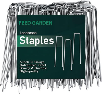 FEED GARDEN 6 Inch 25 Pack Galvanized Landscape Staples 11 Gauge Anti-Rust by FEEDGARDEN