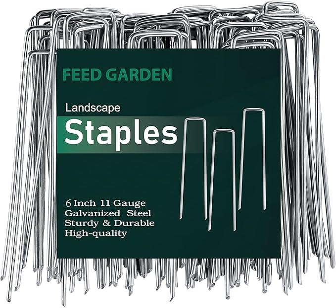 FEED GARDEN 6 Inch 100 Pack Galvanized Landscape Staples Plant Cover Stakes 11 by FEEDGARDEN