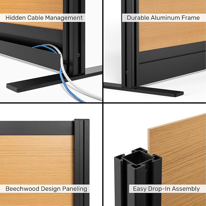 Stand Up Desk Store Beechwood Aesthetic Modular Walls | 70" W x 70" H Modular - Image 6