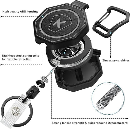 koorito 1 Pack Heavy Duty Retractable Keychain Clip Carabiner Badge Reel - Image 2
