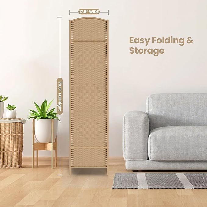 8 Panel Room Divider, 6Ft Folding Privacy Screen, Tall - Image 7