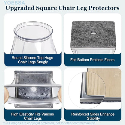 32 Pcs Chair Leg Floor Protectors Square, Floor Protectors - Image 3
