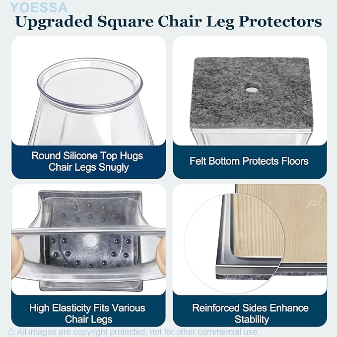 32 Pcs Square Chair Leg Floor Protectors - Image 3
