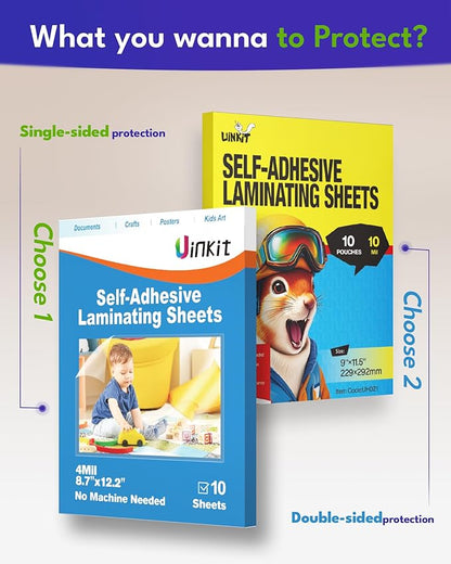 Uinkit 4mil Thicker Self-Adhesive Laminating Sheets, No Heat Needed - Image 6