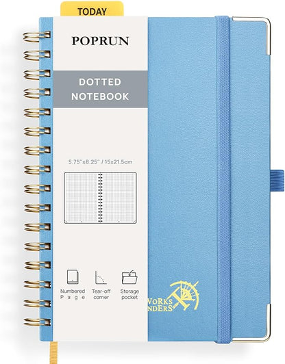 POPRUN Spiral Dotted Journal Notebook, by POPRUN