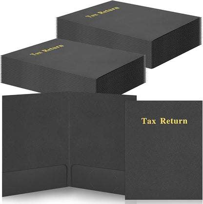 Harloon 40 Pcs Tax Return Folders 12 x 9 Inches 2 Pocket Folders Bulk Gold Foil by Muasung