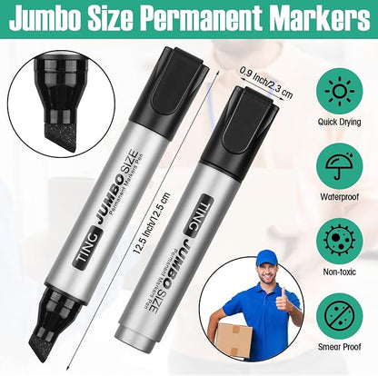 Fuutreo 16 Pcs Jumbo Size Permanent Markers Bulk Large Chisel Tip Permanent - Image 2