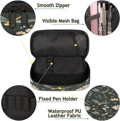 Pardick Pencil Case，Butterfly Daisy Big Capacity Pencil Pouch Coin Pouch - Image 5