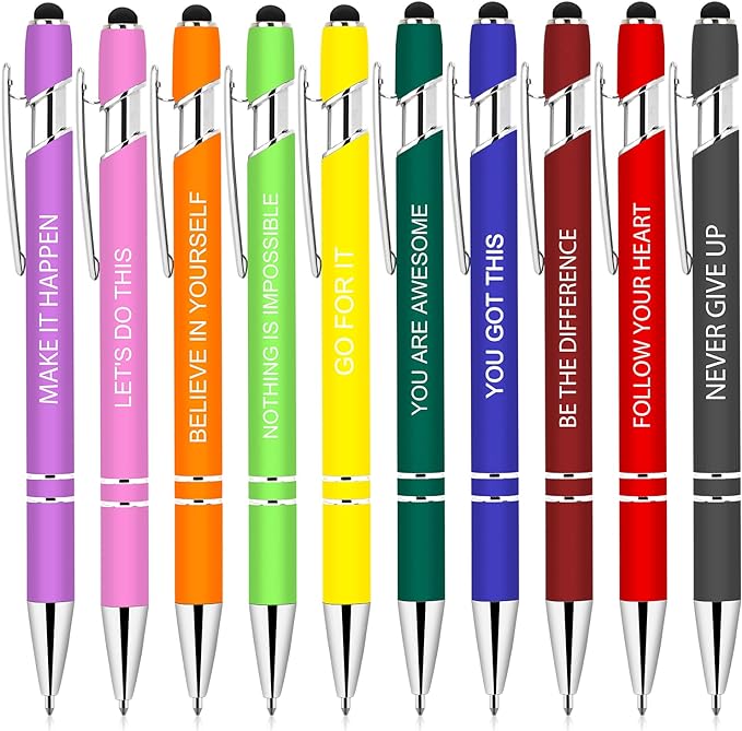 Greengines 10 Pcs Inspirational Pens Bulk, Motivational Ballpoint Pen by Greengines