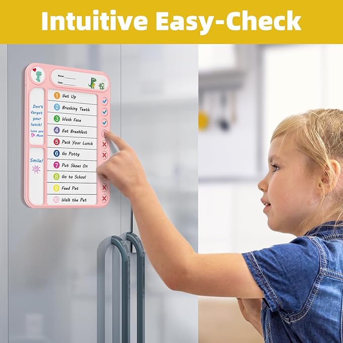 Magnetic Chore Chart for Kids, ADHD Task Tracker Easy-Check Routine Dry Erase - Image 8