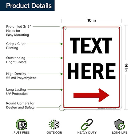 Custom Arrow, Custom Directional Sign, Right Arrow, 10x14 Inches, 55 mil thick - Image 6