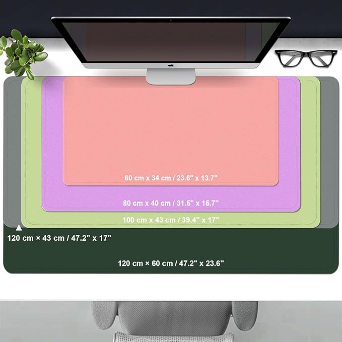Leather Desk Pad Protector, 47.2'' x 23.6'', Suede Base Sewing Desk Blotter - Image 4