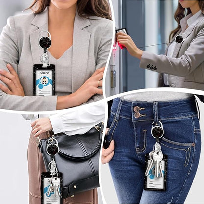 Black Marble Lanyards for Id Badges, Cute Badge Reel Heavy Duty - Image 3