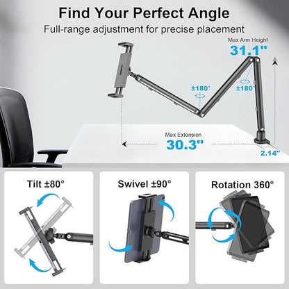 iPad Holder for Desk, Adjustable Tablet Arm iPad Desk Mount - Image 6