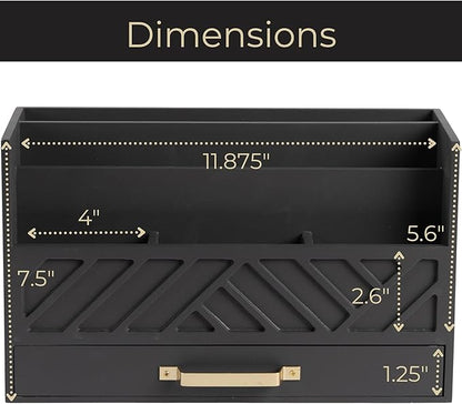 BLU MONACO | Grey Wooden Desk Organizer - Image 6