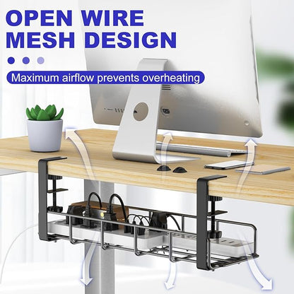 Under Desk Cable Management Tray, 31.5'' No Drill Steel Cable Tray Organizers - Image 7