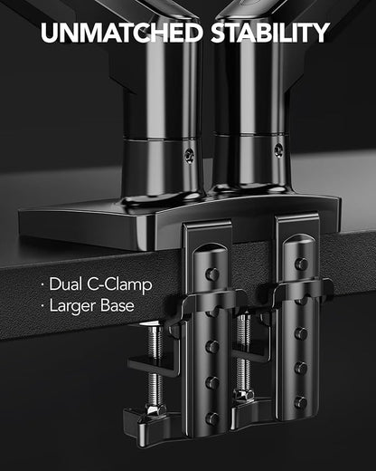 HUANUO Dual Monitor Stand, Fully Adjustable Gaming Monitor Desk Mount - Image 4